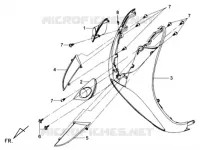 AVANT SOUS SPOILER / CLIGNOTANT AVANT DROIT GAUCHE pour SYM MIO 50 (45 KMH) (HU05WAH-6) (L5-L6) de 2015