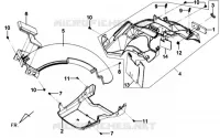 GARDE BOUE ARRIÈRE   SOUS COUVERCLE pour SYM MIO 50 (45 KMH) (HU05WAH-6) (L5-L6) de 2015