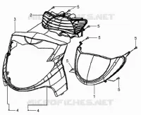 FACE AVANT   OPTIQUE pour SYM HD 125 (LH12W-6) (DRUM BRAKE) (K3-K6) de 2006