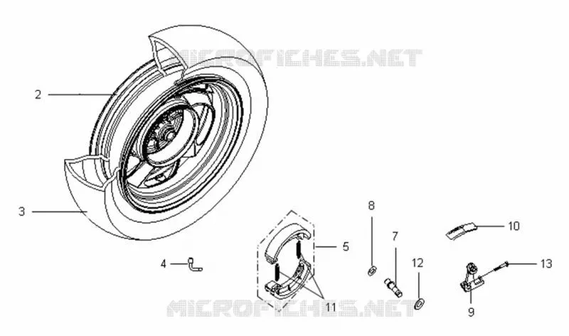 ROUE ARRIÈRE SYM scooter 125 2007 VS 125 EURO3 (HA12C6-4)  VS 125 EURO3 (HA12C6-4)