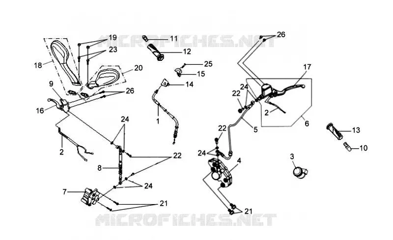 AVANT - FREIN ARRIERE / MIROIR ARRIERE SYM scooter 125 2009 VS 125S (HV12WD-6)  VS 125S (HV12WD-6)