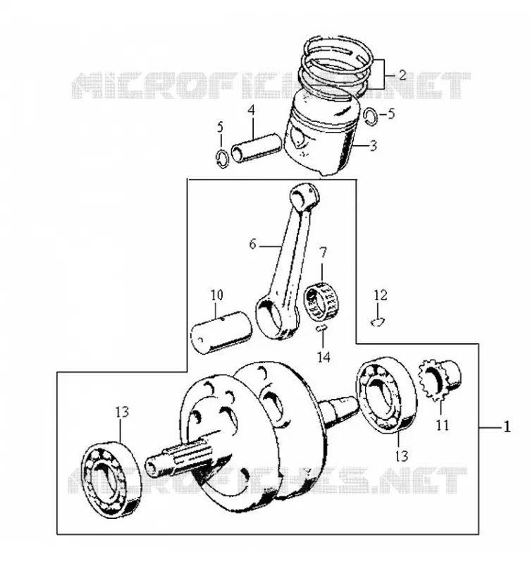 EMBIELLAGE - PISTON SYM moto 125 2007 WOLF 125 (PA12B-6)  WOLF 125 (PA12B-6)