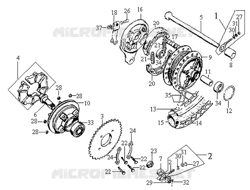 ROUE ARRIÈRE SYM moto 125 2007 WOLF 125 (PA12B-6)  WOLF 125 (PA12B-6)