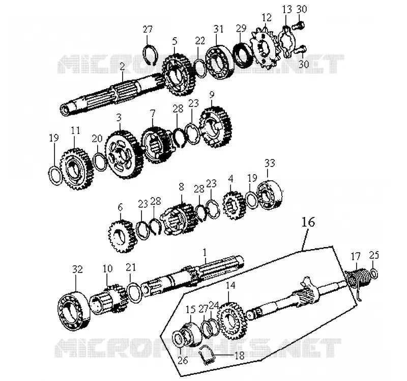 TRANSMISSION SYM moto 125 2007 WOLF 125 (PA12B-6)  WOLF 125 (PA12B-6)
