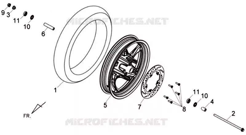 JEU DE PNEUS AVANT SYM moto 125 2011 WOLF 125 EFI (PD12A1-6)  WOLF 125 EFI (PD12A1-6)