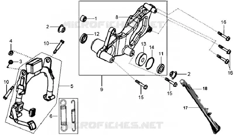 BEQUILLE SYM scooter 200 2008 HD 200 (LH18W-6)  HD 200 (LH18W-6)
