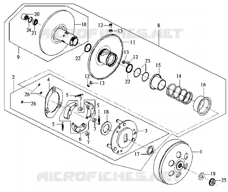 EMBRAYAGE SYM scooter 200 2008 HD 200 (LH18W-6)  HD 200 (LH18W-6)