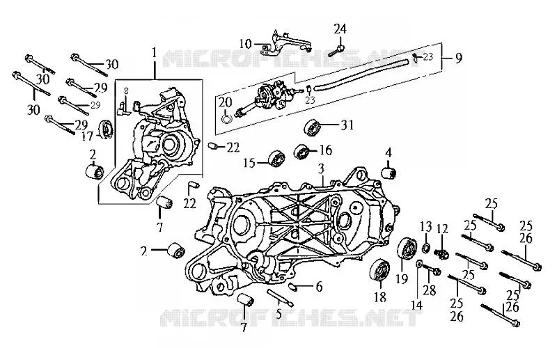 CARTERS MOTEUR SYM scooter 50 2007 JET BASIX (BL05WG-6) (K7)  JET BASIX (BL05WG-6) (K7)